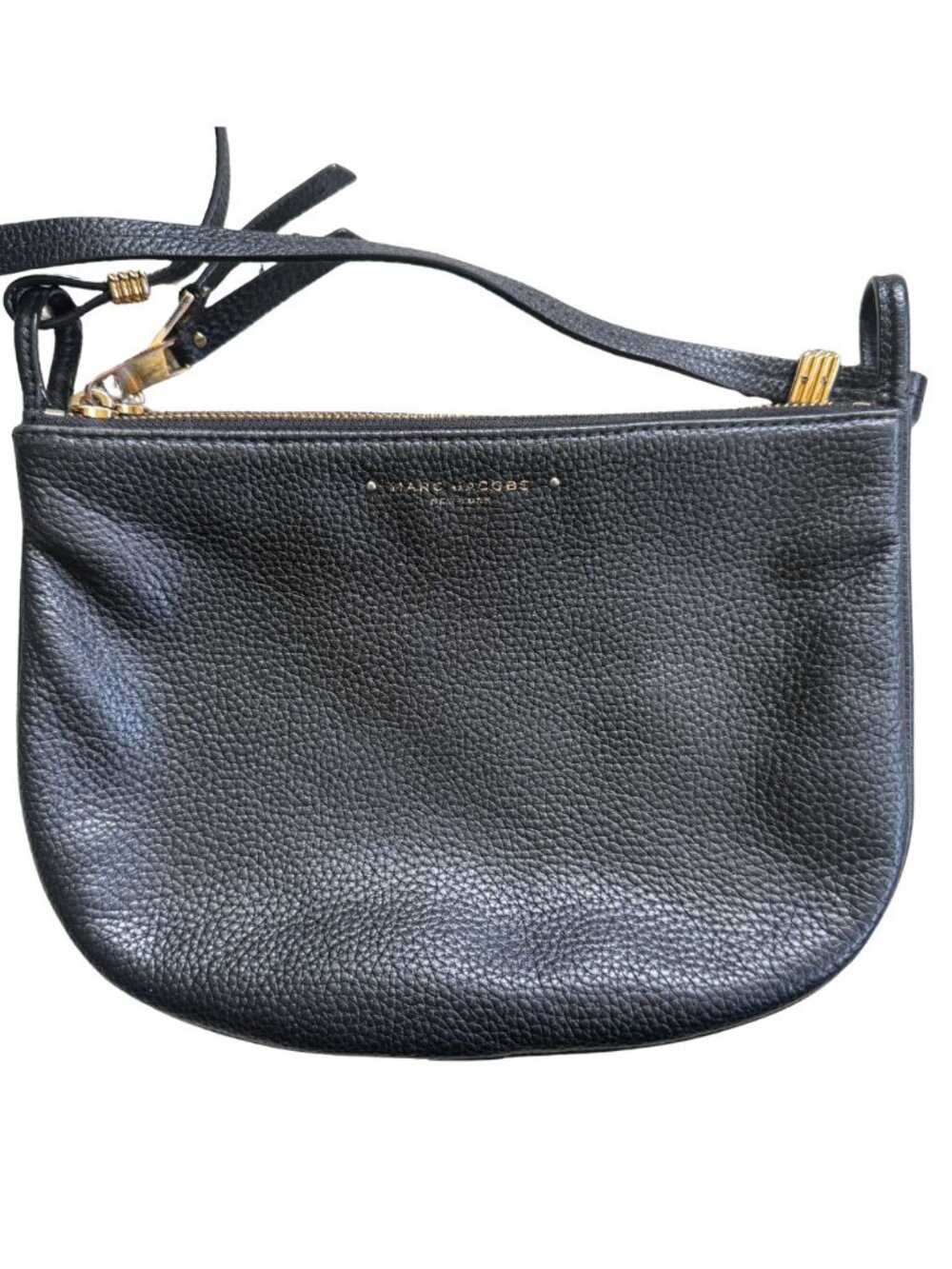 Marc Jacobs New York Pebbled Leather Double Zip Crossbody Bag Black